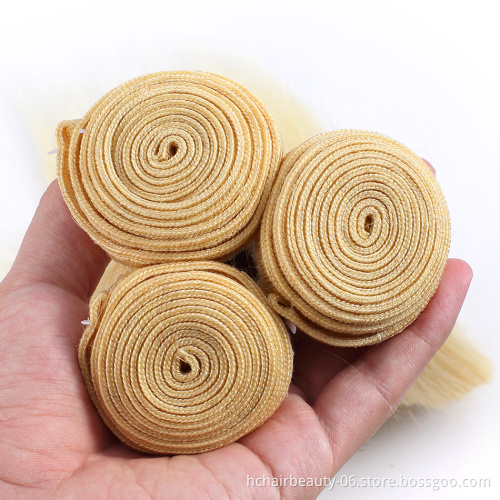 613 Blonde 1/3/4 Brazilian Hair Bundle Straight Weave Remy Human Hair Weft 26 28 30 32 34 36 38 40 Inch